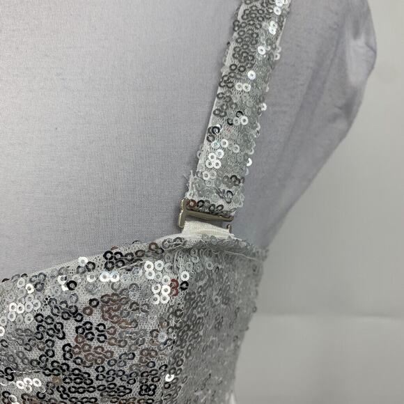 Iefiel Top Womens S Small Silver Sequined Straps Unpadded Open Back Cropped - Picture 5 of 14